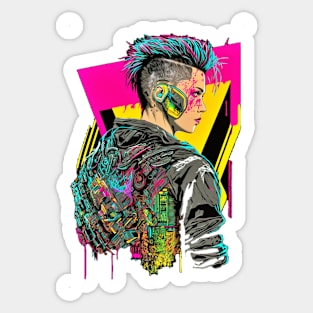 Neon Cyberpunk Hacker - V1.06 Sticker